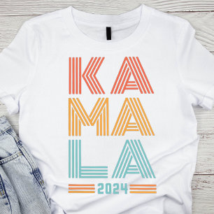 Colourful Retro KAMALA 2024 Striped T-Shirt