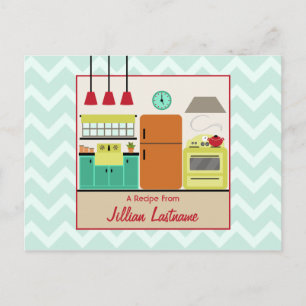 Colourful Retro Kitchen Recipe Postcard