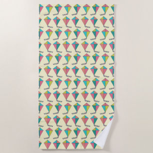 Colourful Retro Kite Pattern Beach Towel
