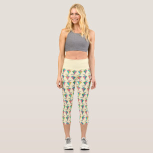 Colourful Retro Kite Pattern Capri Leggings
