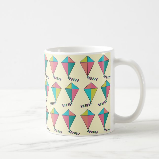 Colourful Retro Kite Pattern Coffee Mug (Right)