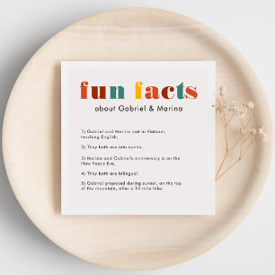 Colourful Retro Letters Fun Facts Newlywed Wedding Napkin