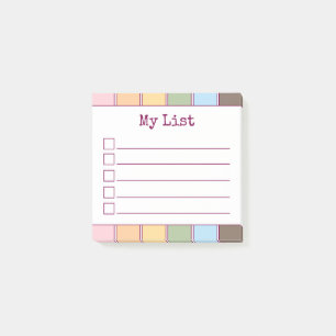 Colourful Retro Lined Checklist  Post-it Notes