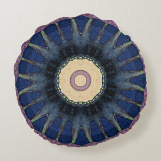 Colourful, Retro, Mandala-Inspired Round Cushion