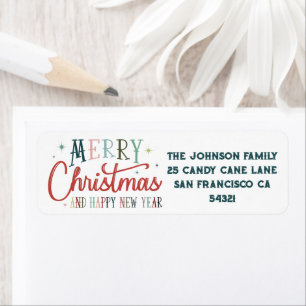 Colourful Retro Merry Christmas Vintage Typography