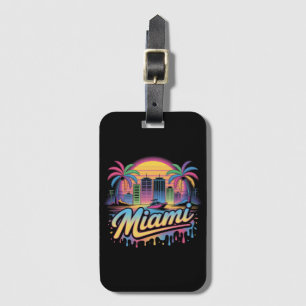 Colourful Retro Miami Vaporwave Travel Art Luggage Tag
