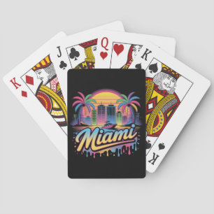 Colourful Retro Miami Vaporwave Travel Art Playing Cards