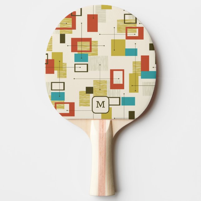 Colourful Retro Mid Century Geometric Pattern Ping Pong Paddle (Front)