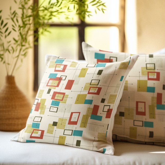 Colourful Retro Mid-Century Geometric Shapes Cushion (Creator Uploaded)