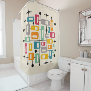 Colourful Retro Mid Century Modern Atomic Abstract Shower Curtain
