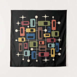 Colourful Retro Mid Century Modern Atomic Abstract Tapestry