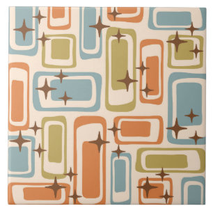 Colourful Retro Mid Century Modern Atomic Abstract Tile