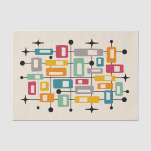 Colourful Retro Mid Century Modern Atomic Abstract Tissue Paper