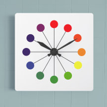 Colourful Retro Mid Century Modern Square Clock
