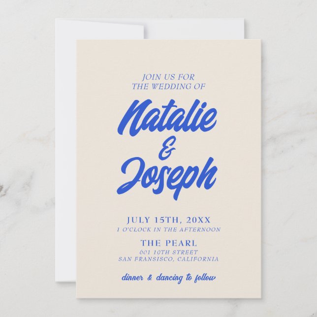 Colourful Retro Minimal Bright Bold Modern Wedding Invitation (Front)