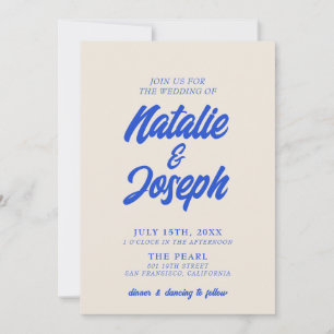 Colourful Retro Minimal Bright Bold Modern Wedding Invitation