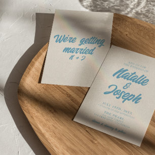 Colourful Retro Minimal Bright Fun Modern Wedding Invitation