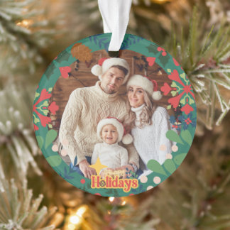 Colourful retro modern Christmas botanical Ornament