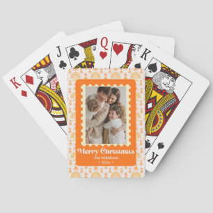 Colourful Retro Multi Photo Christmas Playing Cards