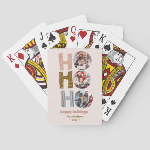 Colourful Retro Multi Photo Christmas Playing Cards
