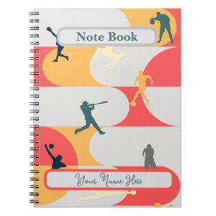 Colourful Retro Multi-Sport Silhouette Personalise Notebook