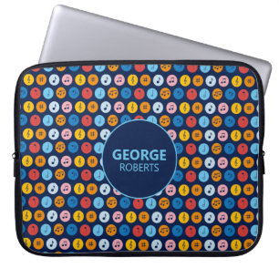 Colourful Retro Music Patterns and Customisation Laptop Sleeve