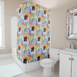 Colourful Retro Nautical Anchor Pattern Shower Curtain