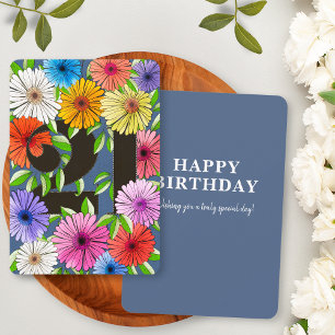 Colourful Retro Navy Blue Happy 21st Birthday Card