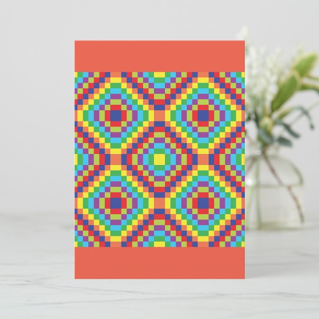 Colourful Retro Optical Illusion Geometric Rainbow Invitation (Creator Uploaded)