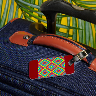 Colourful Retro Optical Illusion Geometric Rainbow Luggage Tag