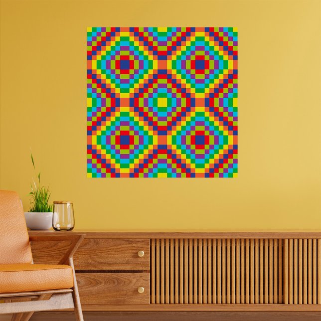 Colourful Retro Optical Illusion Geometric Rainbow Poster (Creator Uploaded)