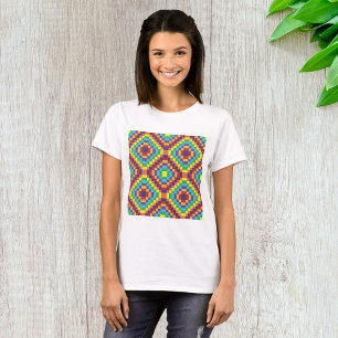 Colourful Retro Optical Illusion Geometric Rainbow T-Shirt