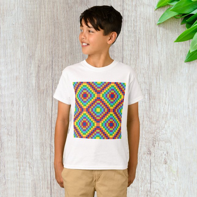 Colourful Retro Optical Illusion Geometric Rainbow T-Shirt (Creator Uploaded)