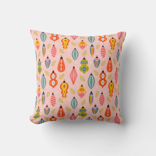 Colourful Retro Ornaments Christmas Pattern Cushion (Front)