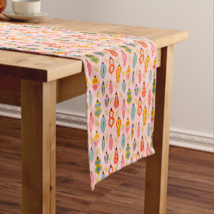 Colourful Retro Ornaments Christmas Pattern Short Table Runner