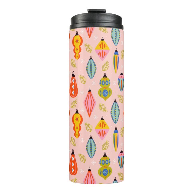 Colourful Retro Ornaments Christmas Pattern Thermal Tumbler (Front)