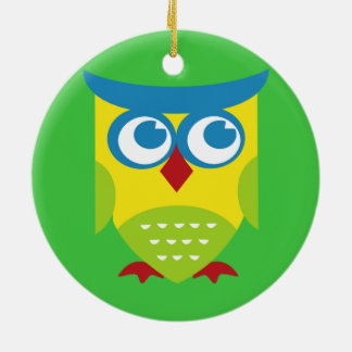 Colourful Retro Owl Ceramic Tree Decoration