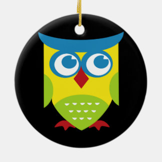 Colourful Retro Owl Ceramic Tree Decoration