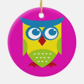 Colourful Retro Owl Ceramic Tree Decoration