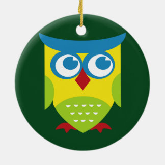 Colourful Retro Owl Ceramic Tree Decoration