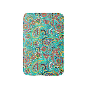 Colourful Retro Paisley Bath Mat