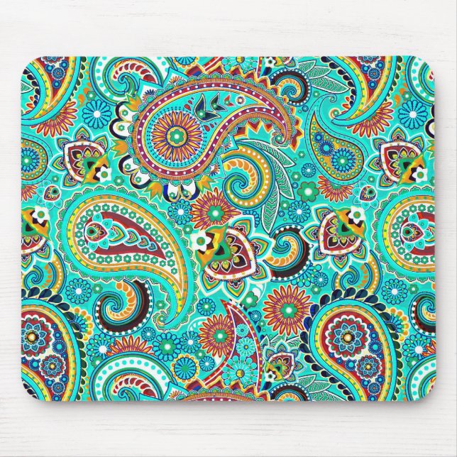 Colourful Retro Paisley Mouse Mat (Front)