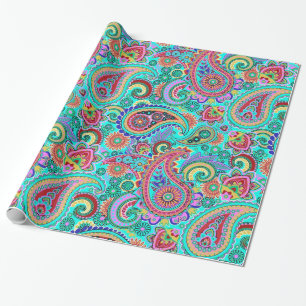 Colourful Retro Paisley Pattern Wrapping Paper