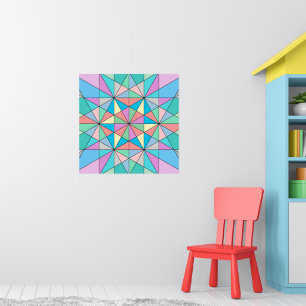 Colourful retro Pastel Mosaic Triangle Star Patter Poster