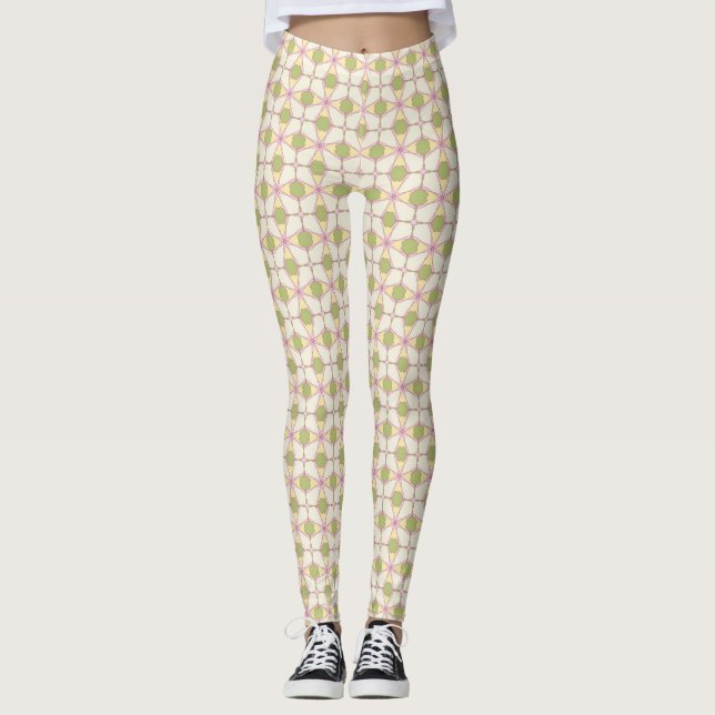 Colourful retro pattern background 3 leggings (Front)