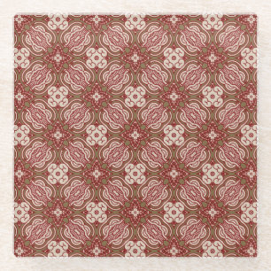 Colourful retro pattern background 4 glass coaster