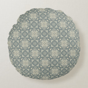 Colourful retro pattern background 5 round cushion