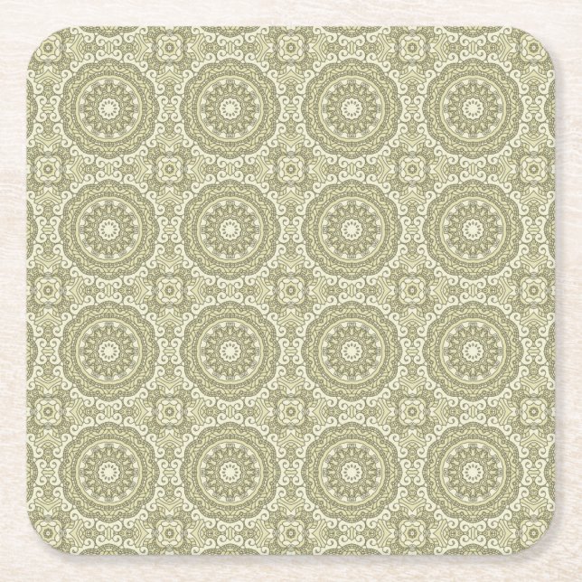 Colourful retro pattern background 6 square paper coaster (Front)