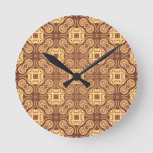 Colourful retro pattern background round clock (Front)
