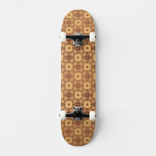 Colourful retro pattern background skateboard (Front)